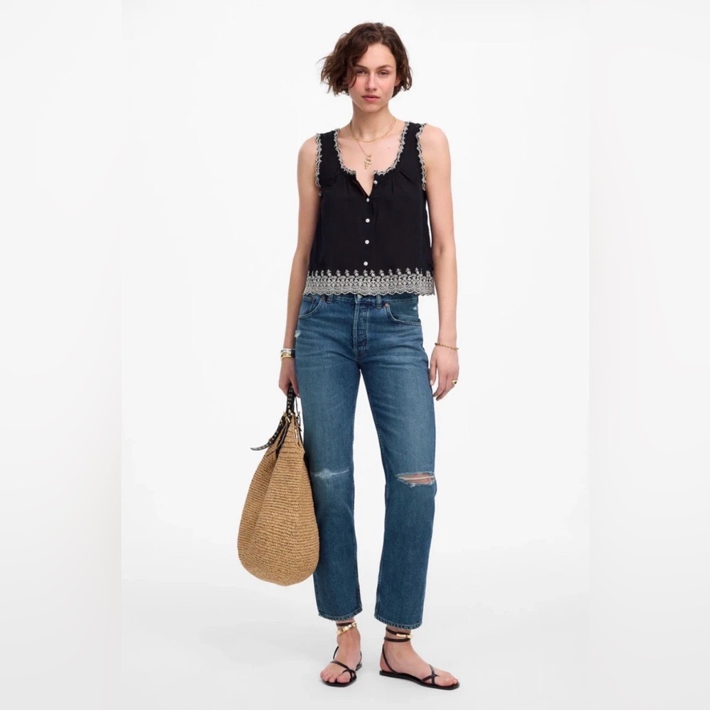 Madewell The Dean Easy Straight Crop Jean Sz 25 New With Tags Preppy Distressed